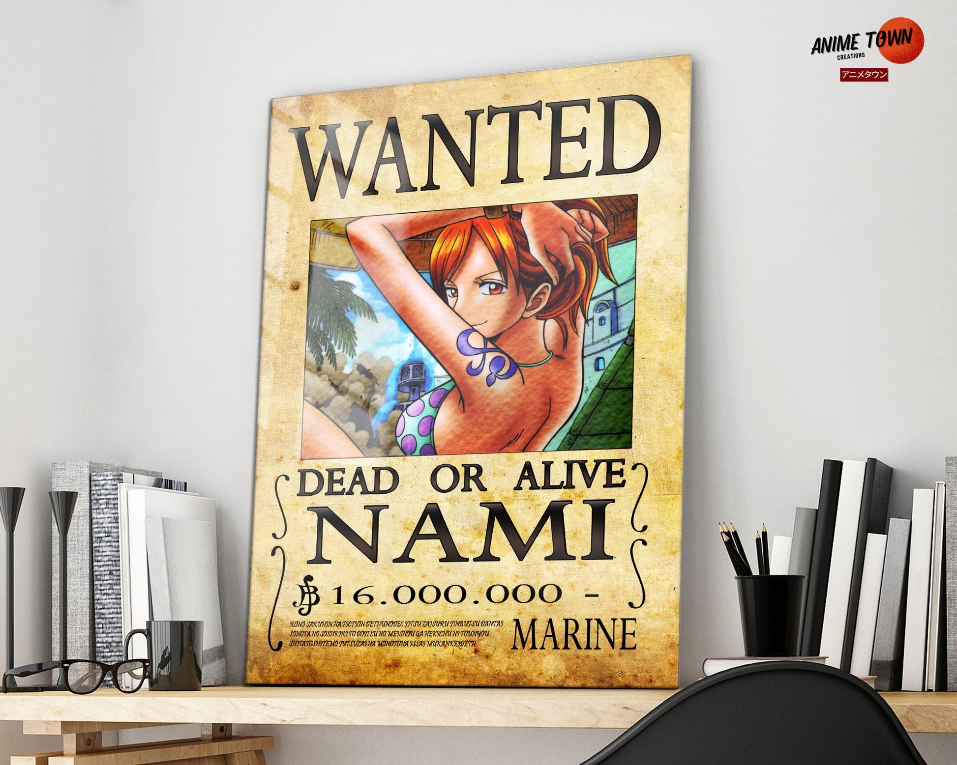 Anime Town Creations Metal Poster One Piece Nami Wanted Poster 16" x 24" Home Goods - Anime One Piece Metal Poster