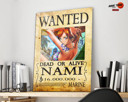 Anime Town Creations Metal Poster One Piece Nami Wanted Poster 16" x 24" Home Goods - Anime One Piece Metal Poster