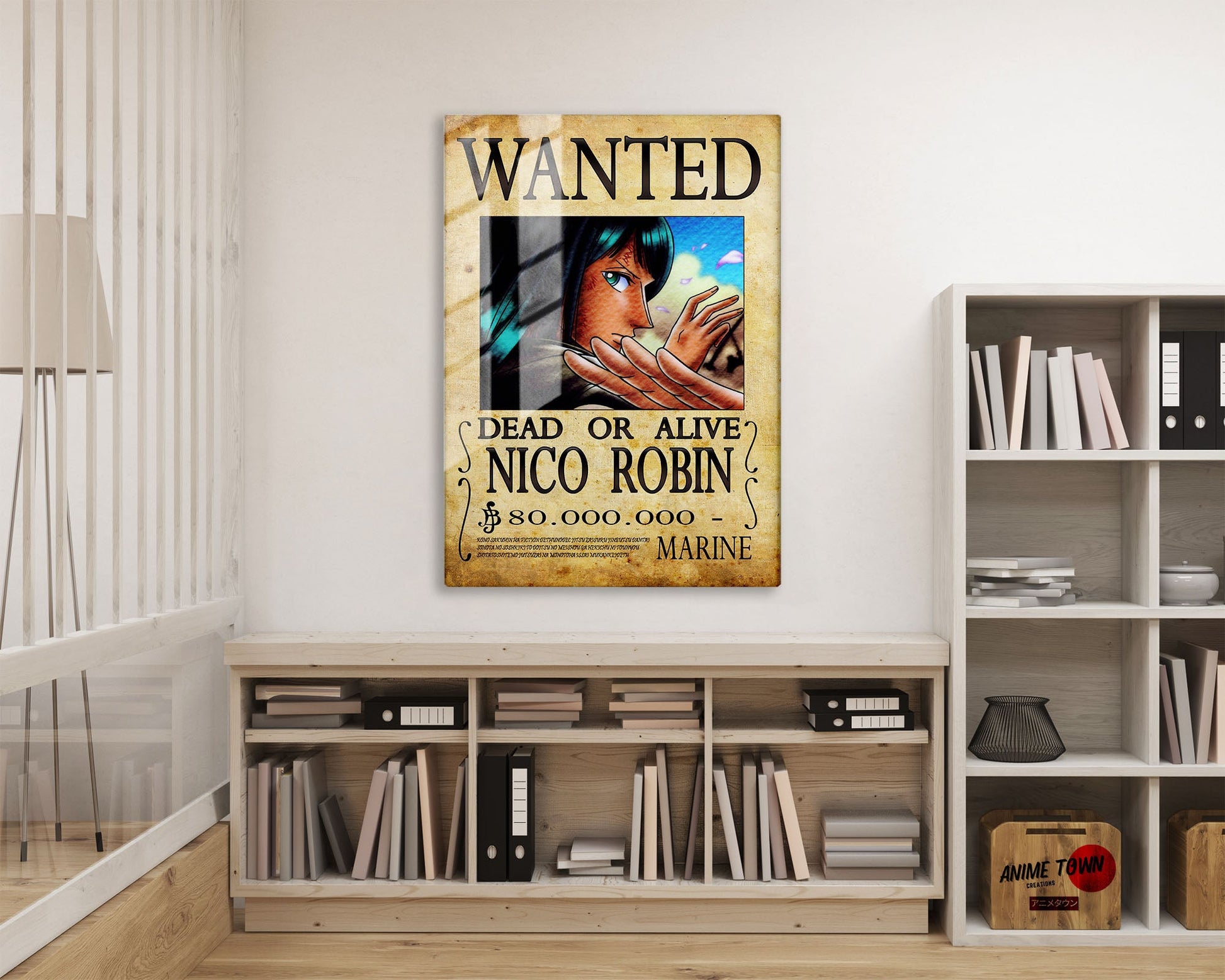 Anime Town Creations Metal Poster One Piece Nico Wanted Poster 16" x 24" Home Goods - Anime One Piece Metal Poster