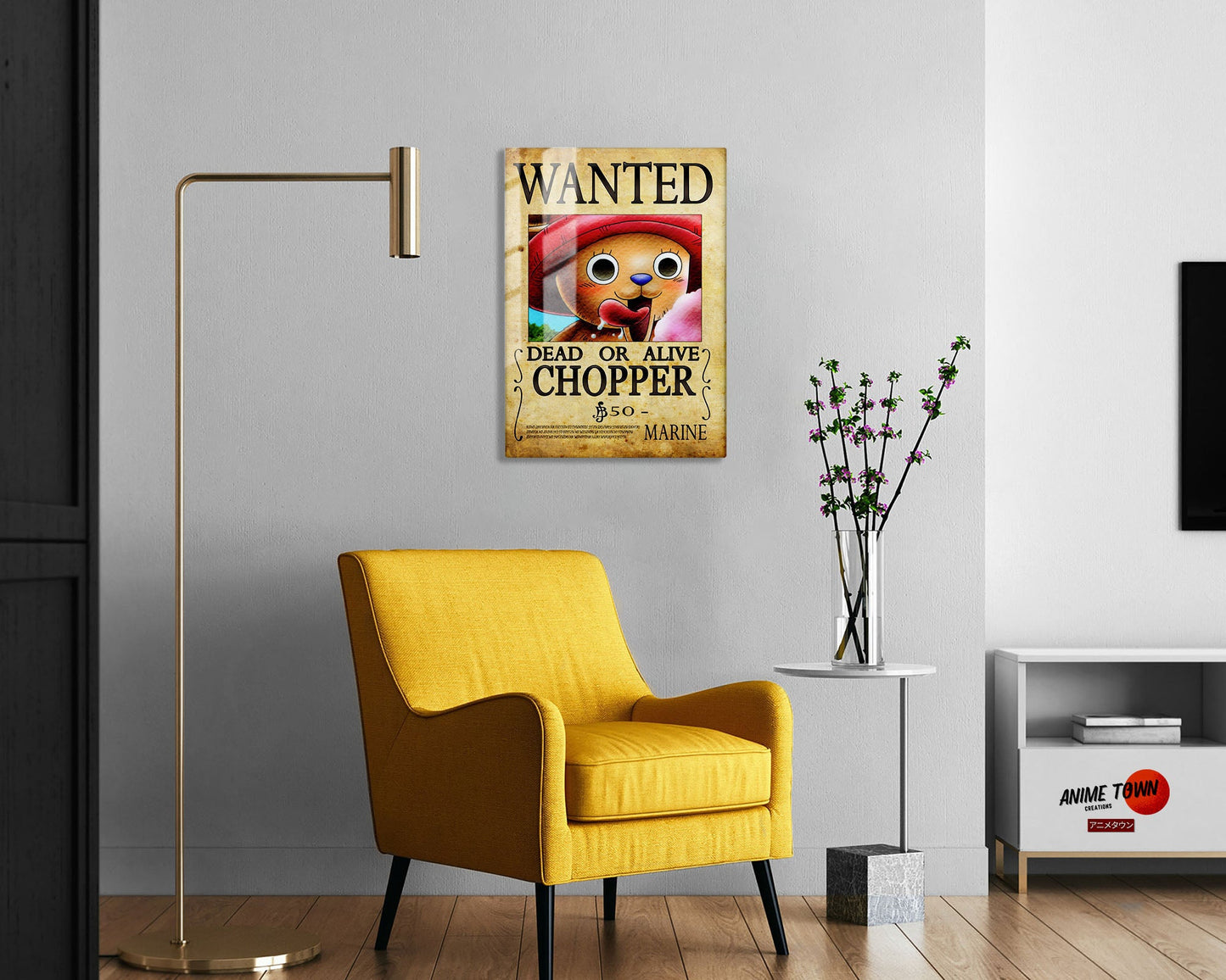 Anime Town Creations Metal Poster One Piece Chopper Wanted Poster 5" x 7" Home Goods - Anime One Piece Metal Poster