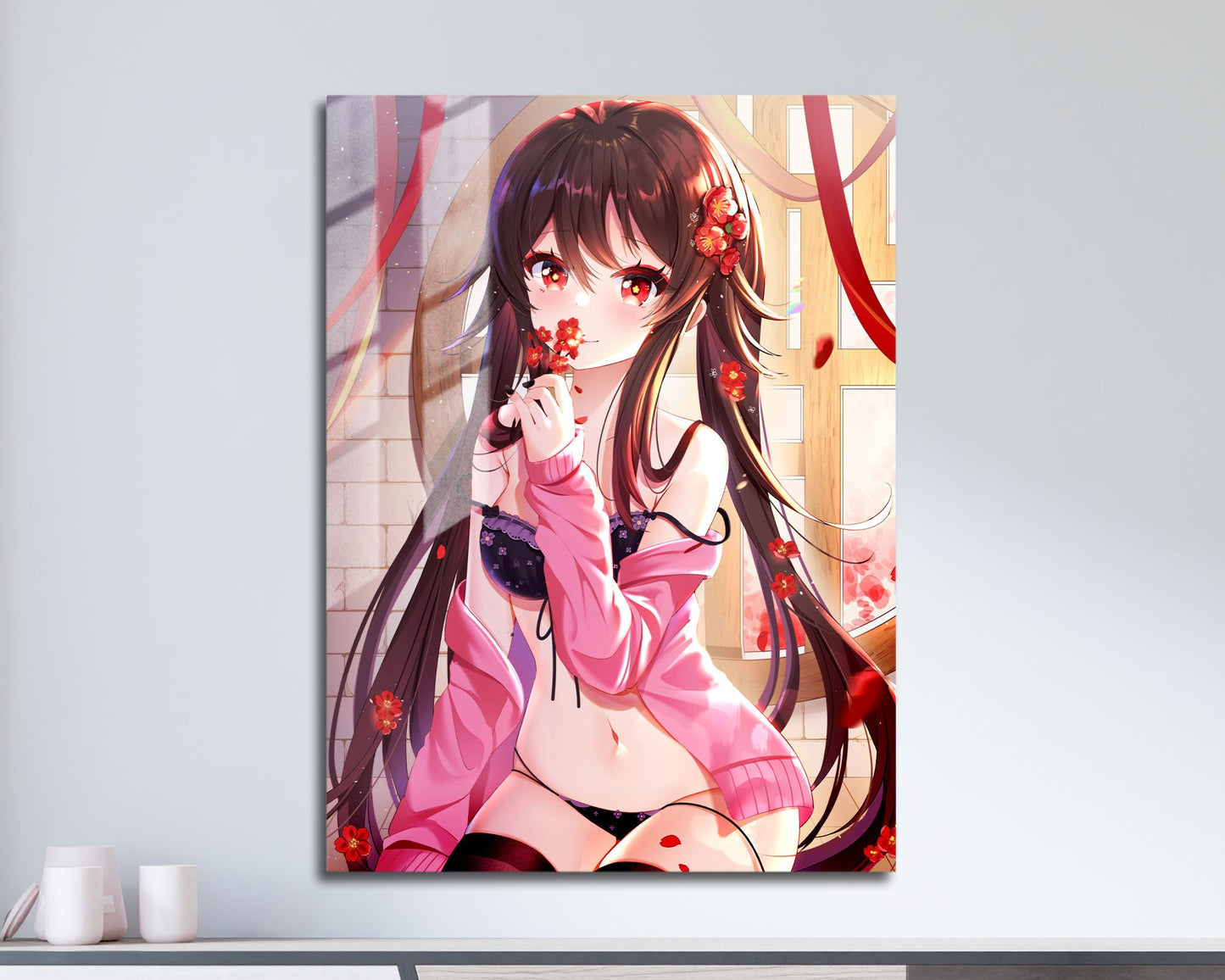 Anime Town Creations Metal Poster Genshin Impact Hu Tao 11" x 17" Home Goods - Anime Genshin Impact Metal Poster