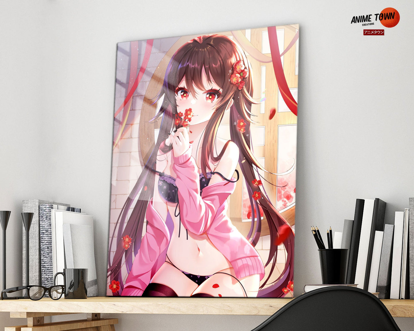 Anime Town Creations Metal Poster Genshin Impact Hu Tao 16" x 24" Home Goods - Anime Genshin Impact Metal Poster