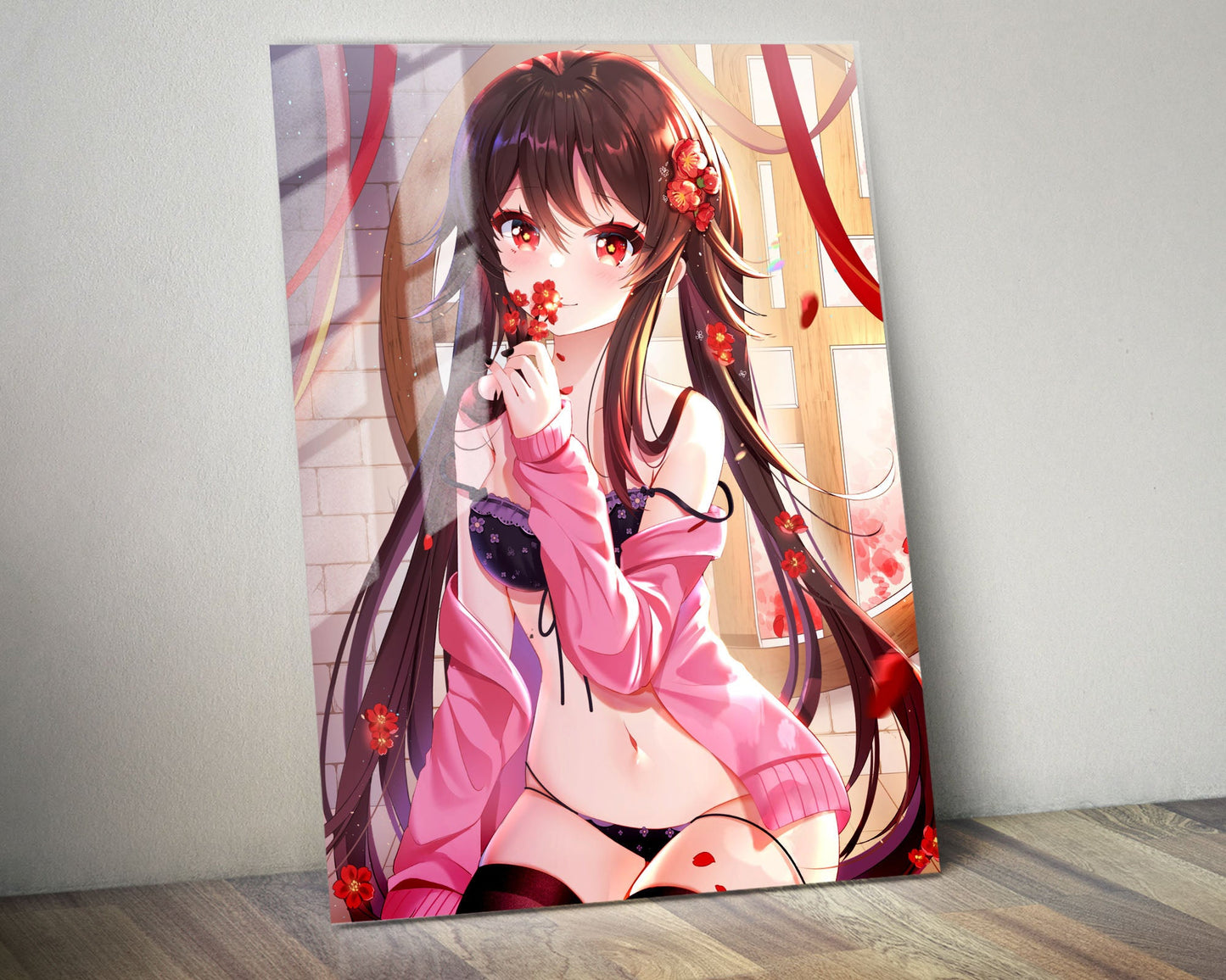 Anime Town Creations Metal Poster Genshin Impact Hu Tao 5" x 7" Home Goods - Anime Genshin Impact Metal Poster