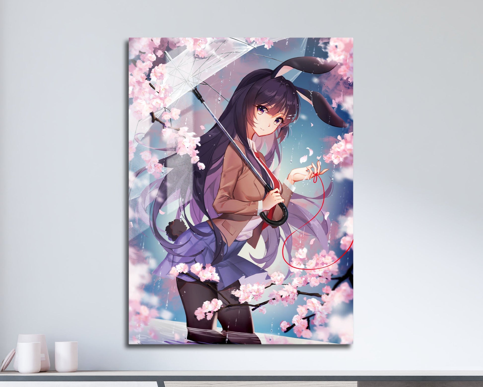 Anime Town Creations Metal Poster Bunny Girl Senpai Mai Sakurajima School Girl 11" x 17" Home Goods - Anime Rascal Does Not Dream of Bunny Girl Senpai Metal Poster