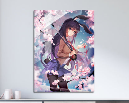 Anime Town Creations Metal Poster Bunny Girl Senpai Mai Sakurajima School Girl 11" x 17" Home Goods - Anime Rascal Does Not Dream of Bunny Girl Senpai Metal Poster