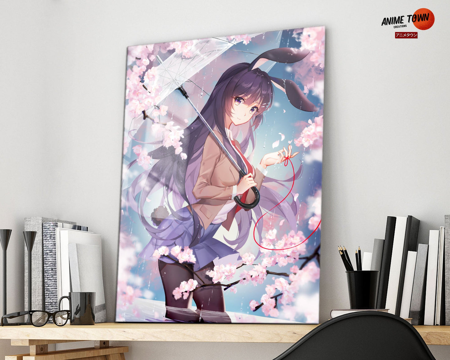 Anime Town Creations Metal Poster Bunny Girl Senpai Mai Sakurajima School Girl 16" x 24" Home Goods - Anime Rascal Does Not Dream of Bunny Girl Senpai Metal Poster