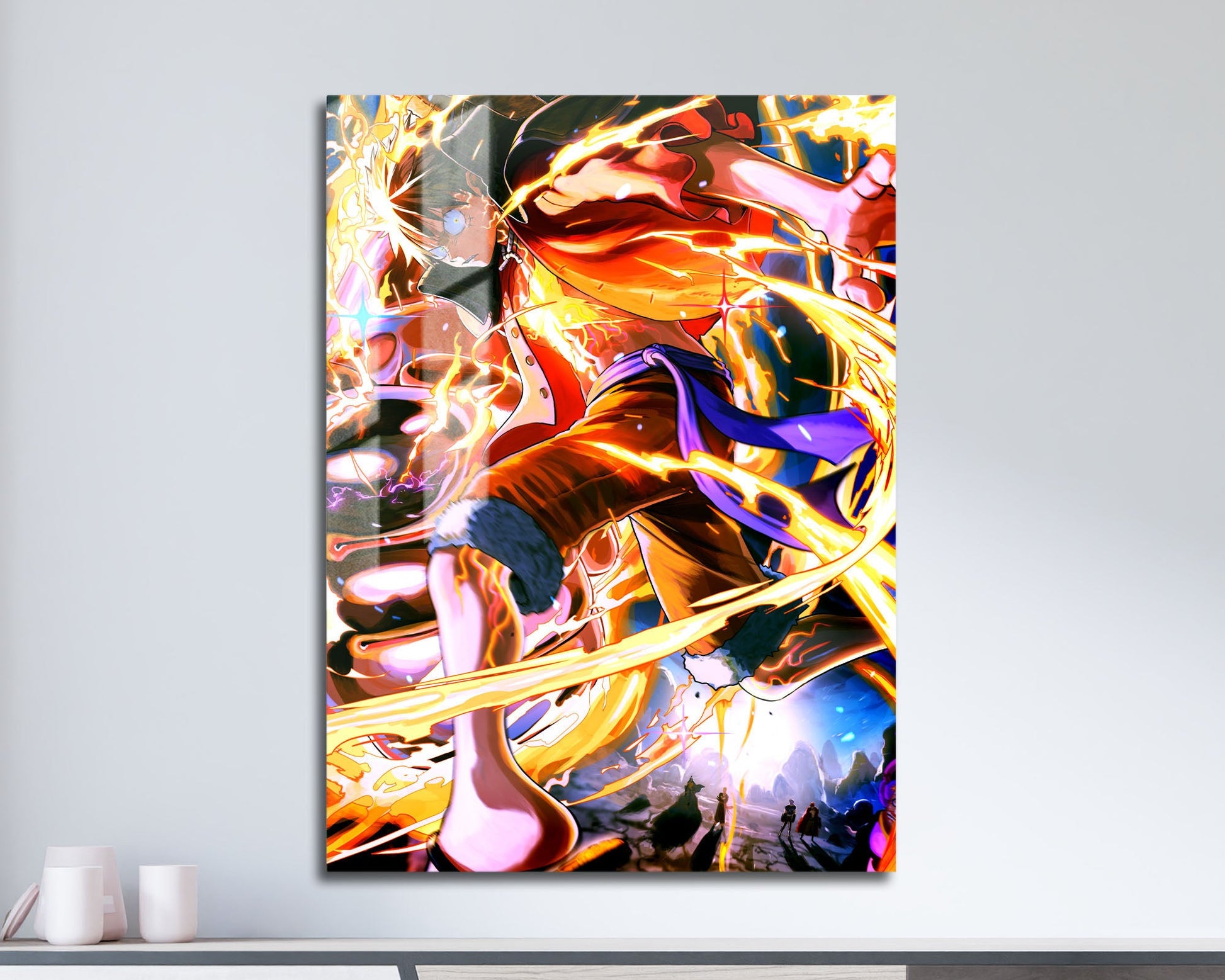 Anime Town Creations Metal Poster One Piece Luffy Red Roc 5" x 7" Home Goods - Anime One Piece Metal Poster