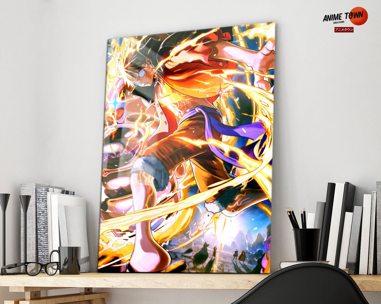 Anime Town Creations Metal Poster One Piece Luffy Red Roc 11" x 17" Home Goods - Anime One Piece Metal Poster