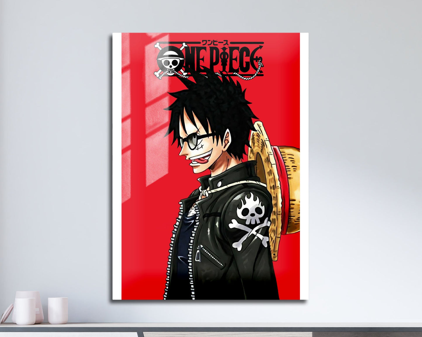 Anime Town Creations Metal Poster One Piece Minimalist Red 5" x 7" Home Goods - Anime One Piece Metal Poster