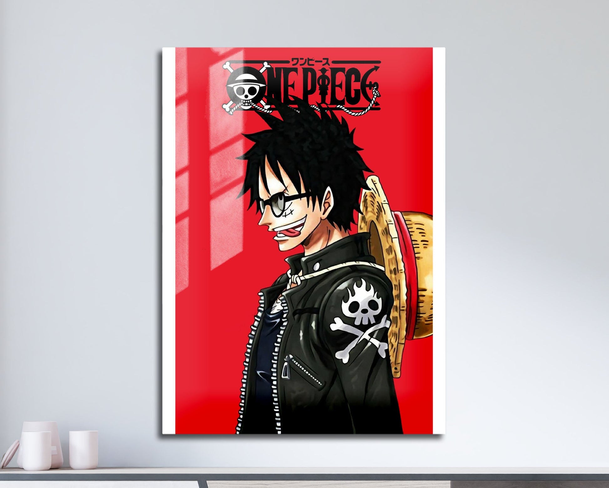 Anime Town Creations Metal Poster One Piece Minimalist Red 5" x 7" Home Goods - Anime One Piece Metal Poster