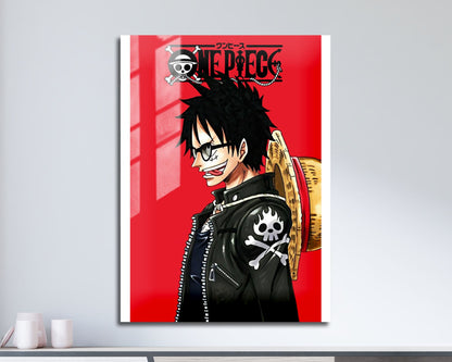 Anime Town Creations Metal Poster One Piece Minimalist Red 5" x 7" Home Goods - Anime One Piece Metal Poster