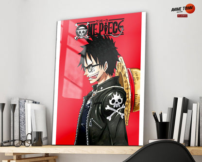 Anime Town Creations Metal Poster One Piece Minimalist Red 11" x 17" Home Goods - Anime One Piece Metal Poster