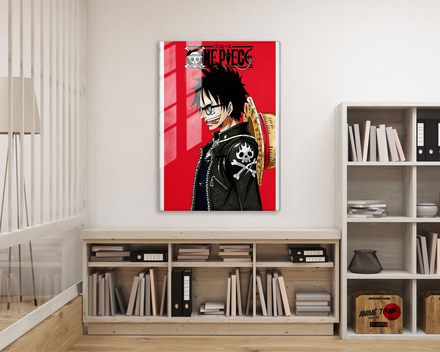 Anime Town Creations Metal Poster One Piece Minimalist Red 11" x 17" Home Goods - Anime One Piece Metal Poster
