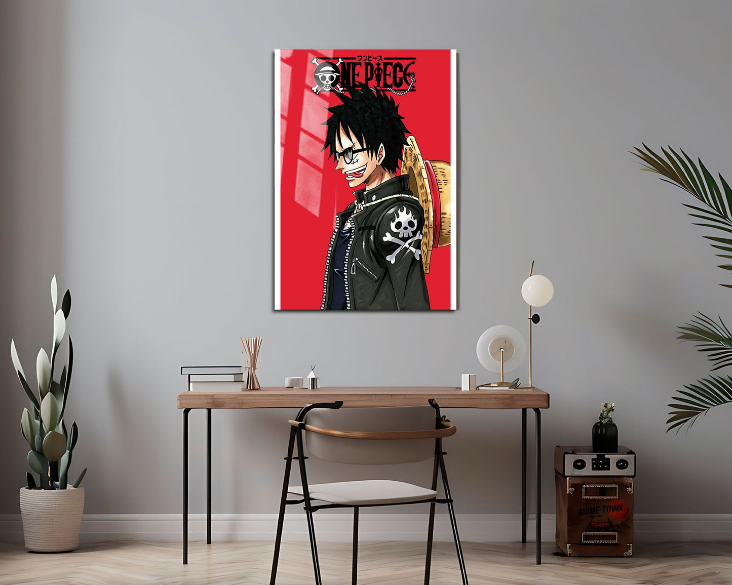 Anime Town Creations Metal Poster One Piece Minimalist Red 16" x 24" Home Goods - Anime One Piece Metal Poster