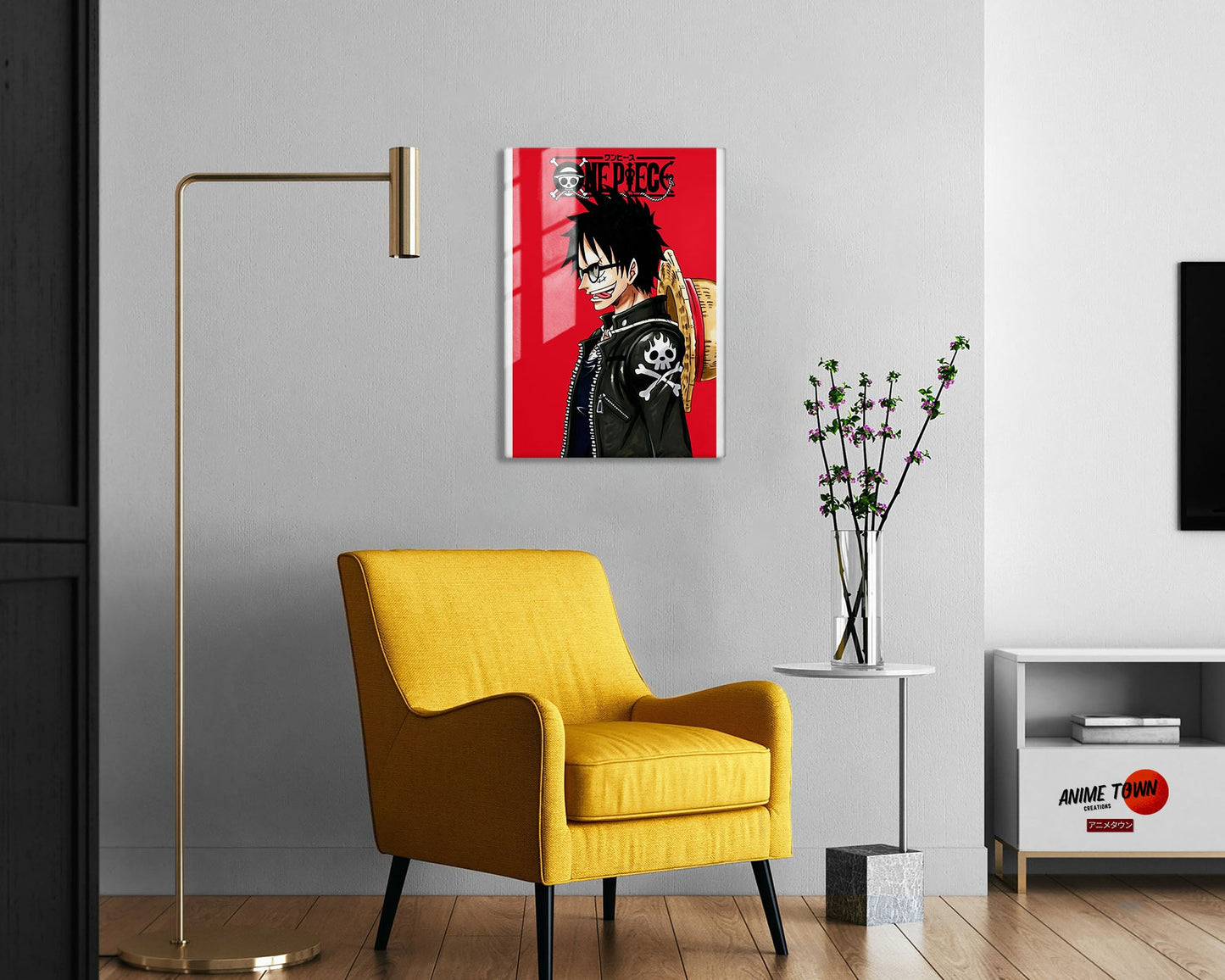 Anime Town Creations Metal Poster One Piece Minimalist Red 5" x 7" Home Goods - Anime One Piece Metal Poster