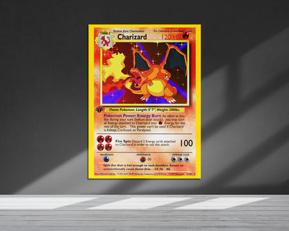 Anime Town Creations Metal Poster Charizard Pokemon Card 5" x 7" Home Goods - Anime Pokemon Metal Poster