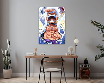 Anime Town Creations Metal Poster One Piece Luffy Gear 5 Awakening 24" x 36" Home Goods - Anime One Piece Metal Poster