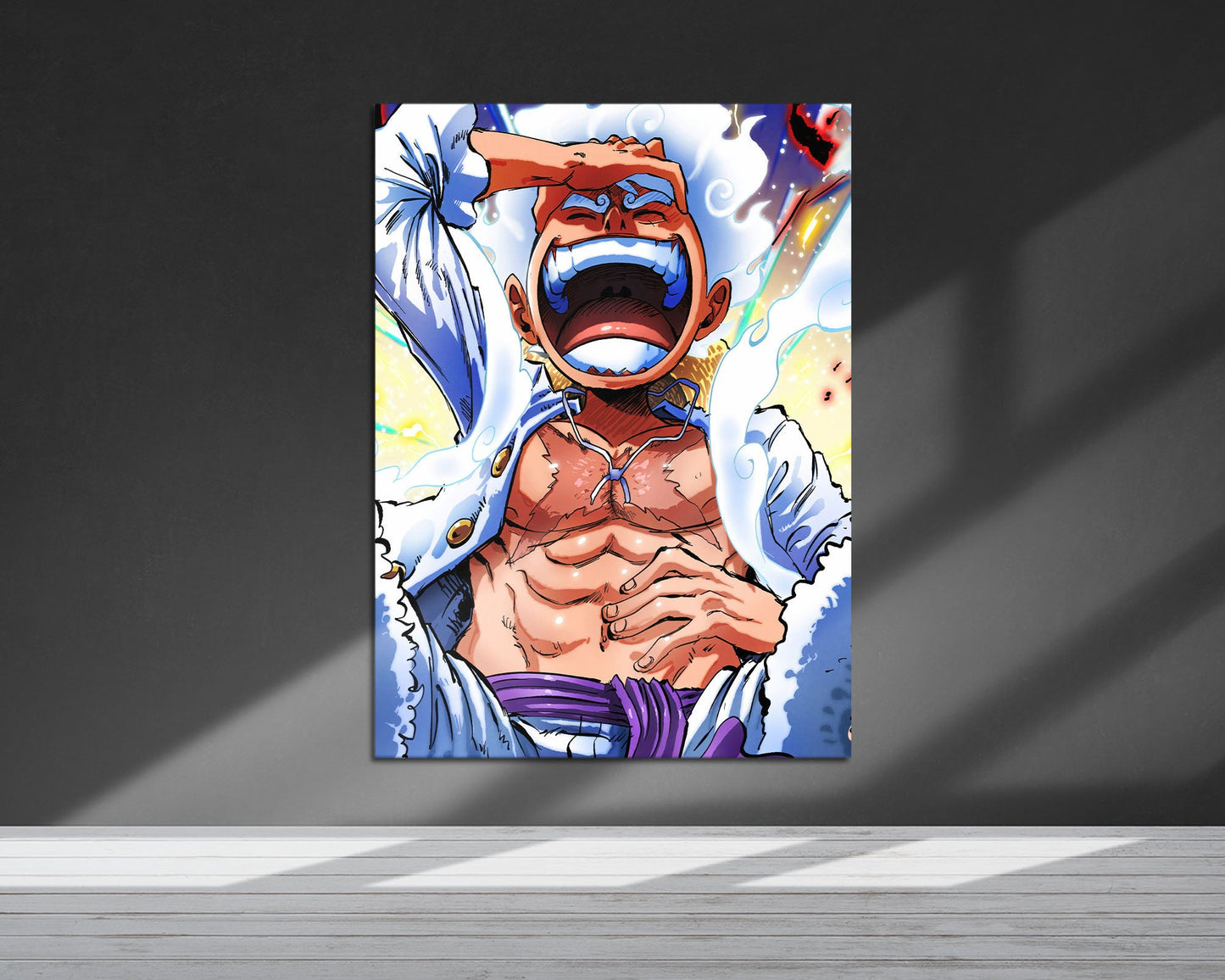 Anime Town Creations Metal Poster One Piece Luffy Gear 5 Awakening 5" x 7" Home Goods - Anime One Piece Metal Poster