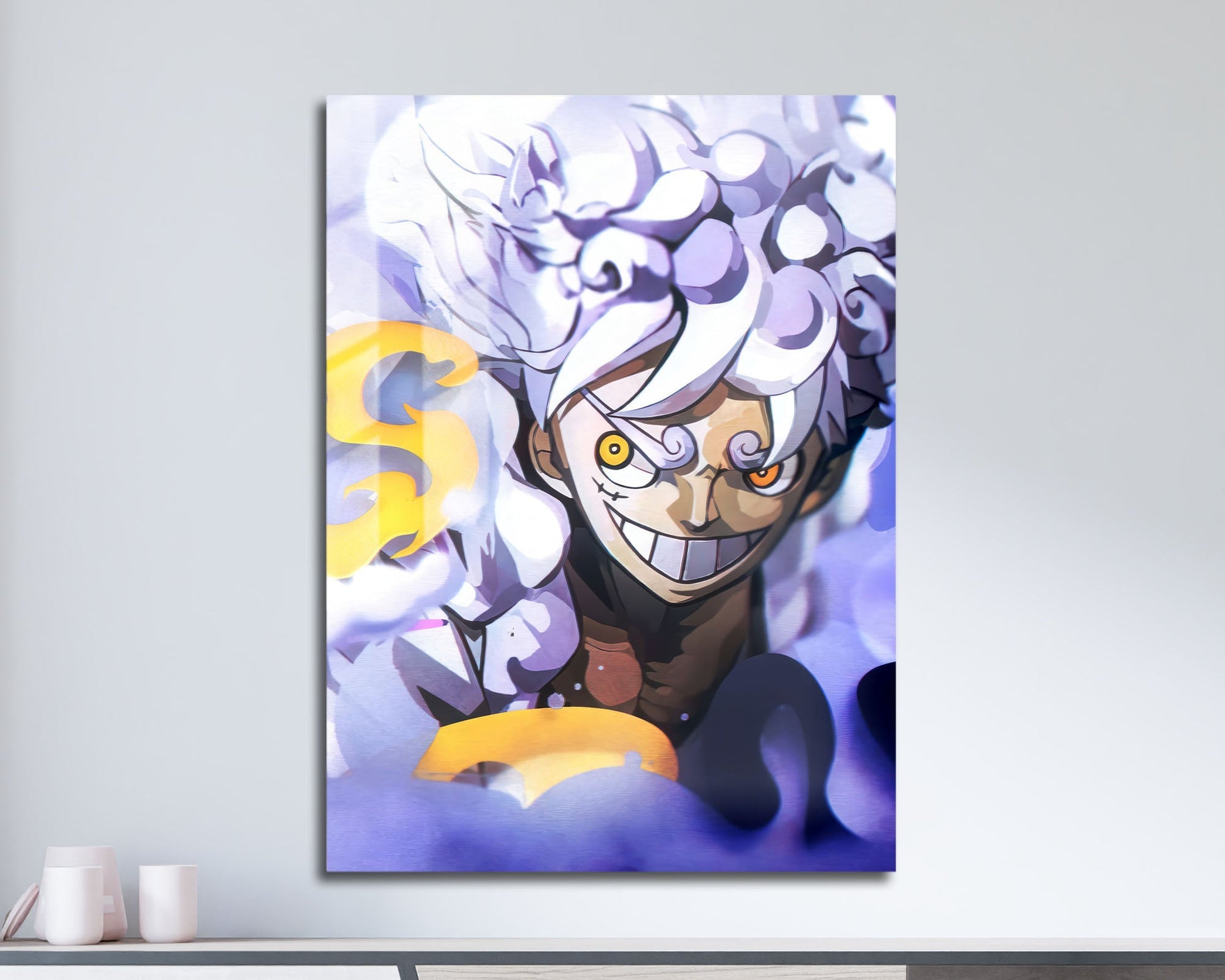 Anime Town Creations Metal Poster One Piece Luffy Gear 5 White 11" x 17" Home Goods - Anime One Piece Metal Poster