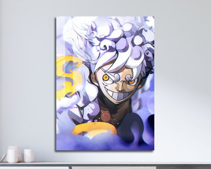 Anime Town Creations Metal Poster One Piece Luffy Gear 5 White 11" x 17" Home Goods - Anime One Piece Metal Poster