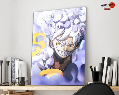 Anime Town Creations Metal Poster One Piece Luffy Gear 5 White 16" x 24" Home Goods - Anime One Piece Metal Poster