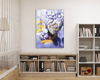 Anime Town Creations Metal Poster One Piece Luffy Gear 5 White 16" x 24" Home Goods - Anime One Piece Metal Poster