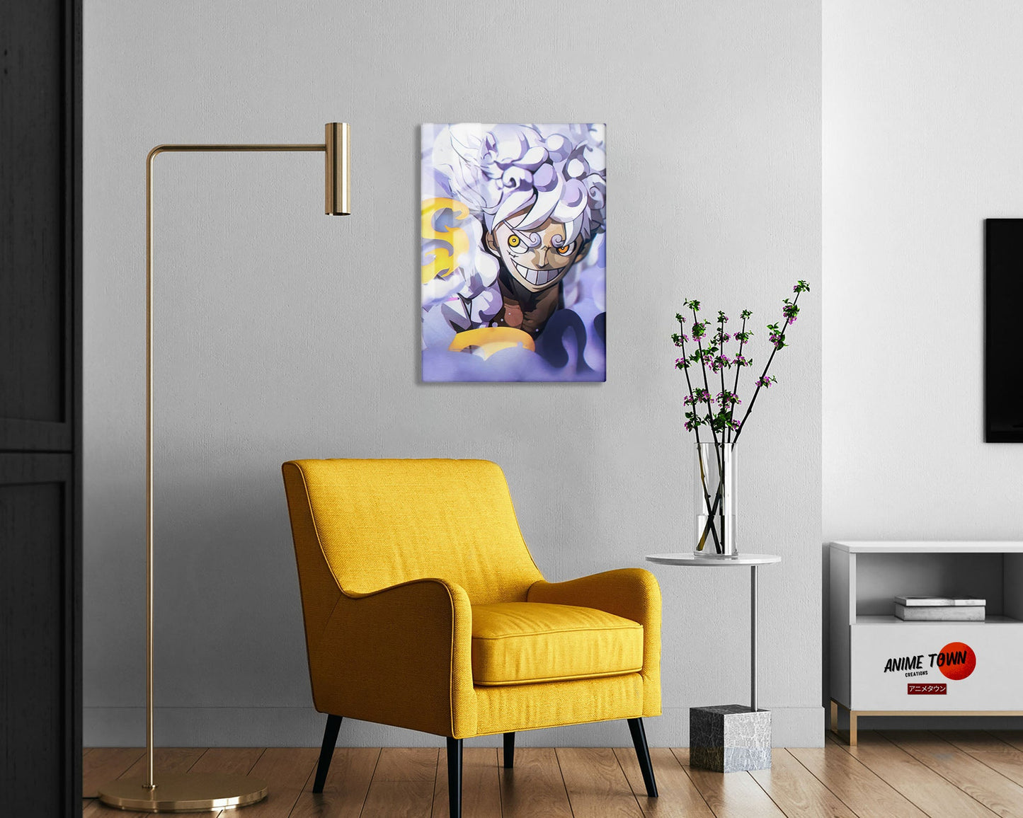 Anime Town Creations Metal Poster One Piece Luffy Gear 5 White 5" x 7" Home Goods - Anime One Piece Metal Poster