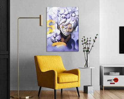 Anime Town Creations Metal Poster One Piece Luffy Gear 5 White 5" x 7" Home Goods - Anime One Piece Metal Poster