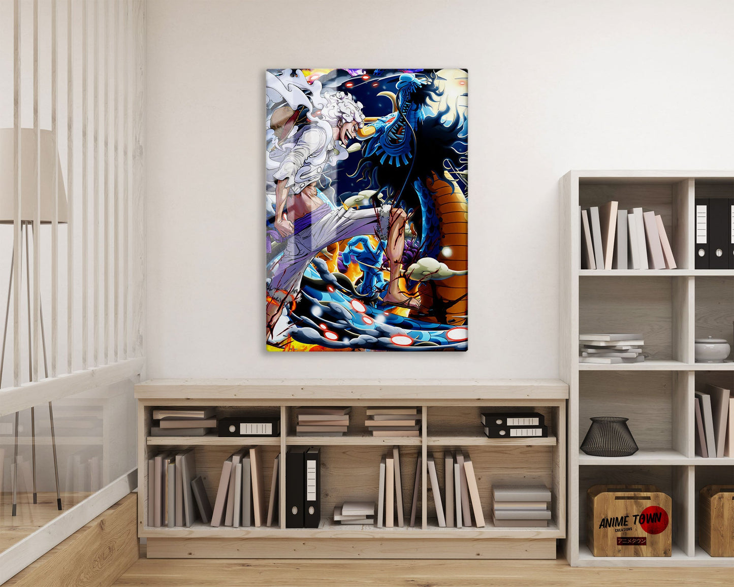 Anime Town Creations Metal Poster One Piece Luffy Gear 5 vs Kaido 16" x 24" Home Goods - Anime One Piece Metal Poster