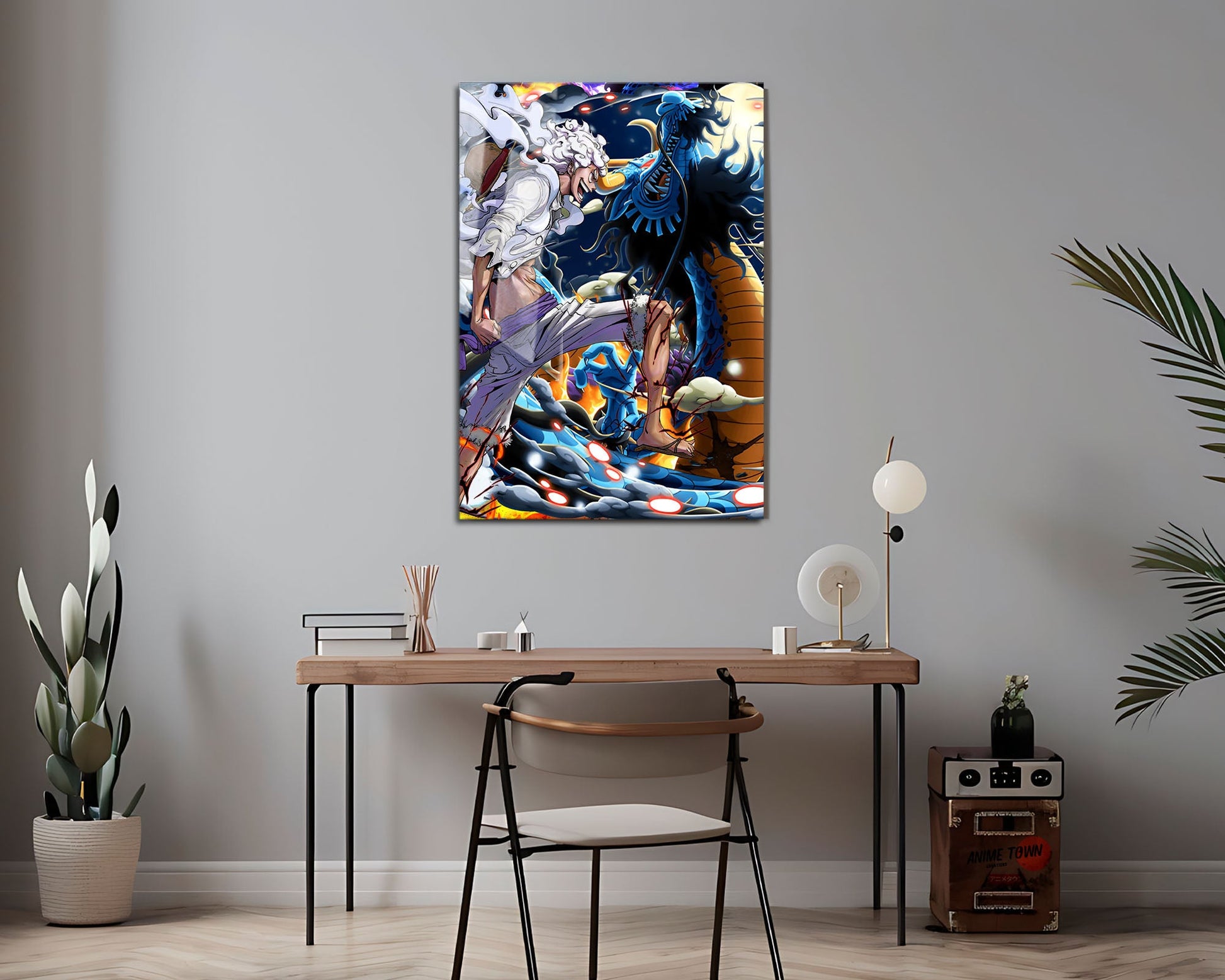 Anime Town Creations Metal Poster One Piece Luffy Gear 5 vs Kaido 24" x 36" Home Goods - Anime One Piece Metal Poster