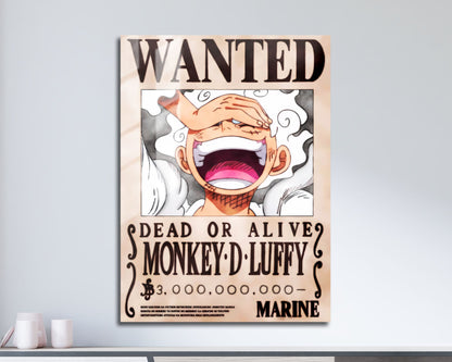 Anime Town Creations Metal Poster One Piece Luffy Gear 5 Wanted 11" x 17" Home Goods - Anime One Piece Metal Poster