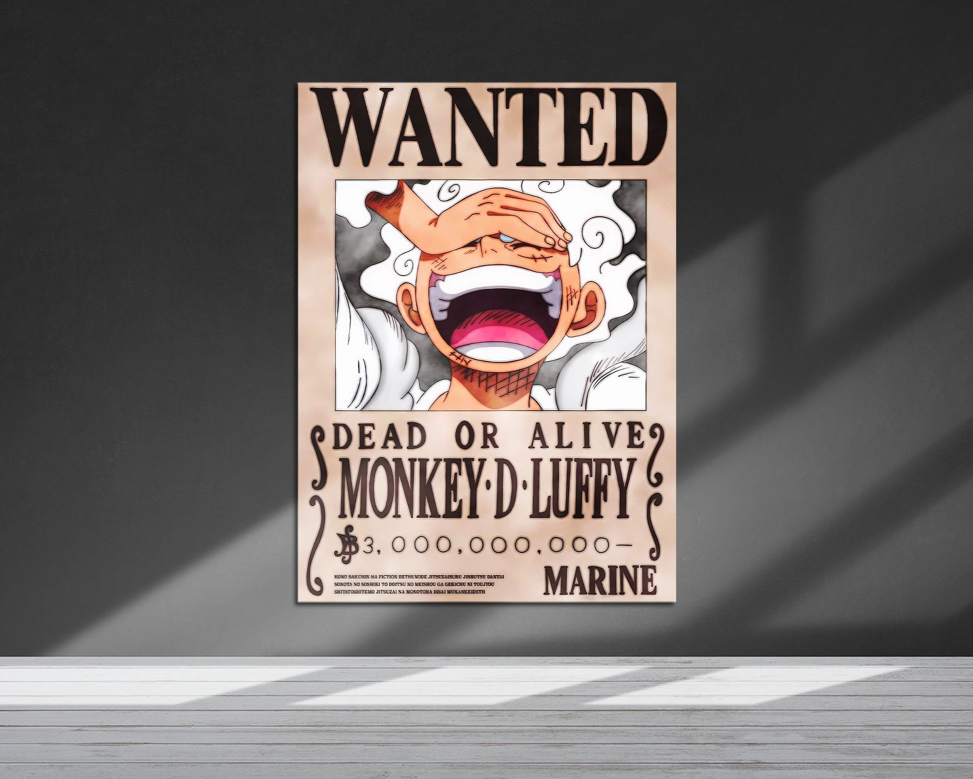 Anime Town Creations Metal Poster One Piece Luffy Gear 5 Wanted 5" x 7" Home Goods - Anime One Piece Metal Poster