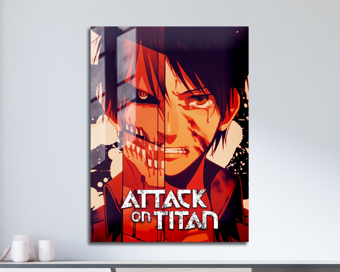 Anime Town Creations Metal Poster Attack on Titan Eren Split 11" x 17" Home Goods - Anime Attack on Titan Metal Poster