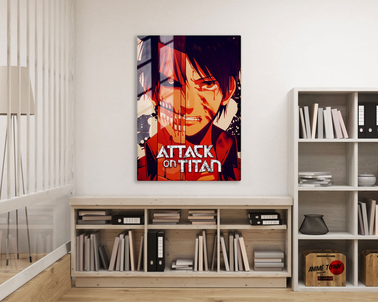 Anime Town Creations Metal Poster Attack on Titan Eren Split 16" x 24" Home Goods - Anime Attack on Titan Metal Poster