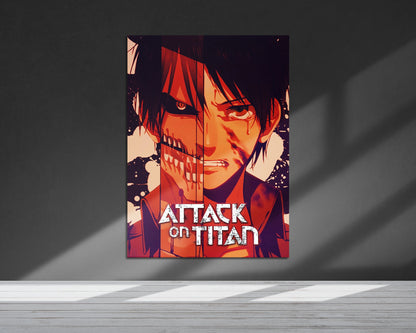 Anime Town Creations Metal Poster Attack on Titan Eren Split 5" x 7" Home Goods - Anime Attack on Titan Metal Poster
