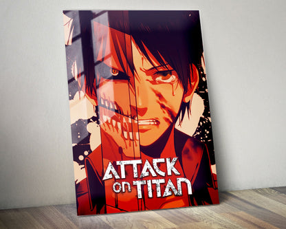Anime Town Creations Metal Poster Attack on Titan Eren Split 5" x 7" Home Goods - Anime Attack on Titan Metal Poster