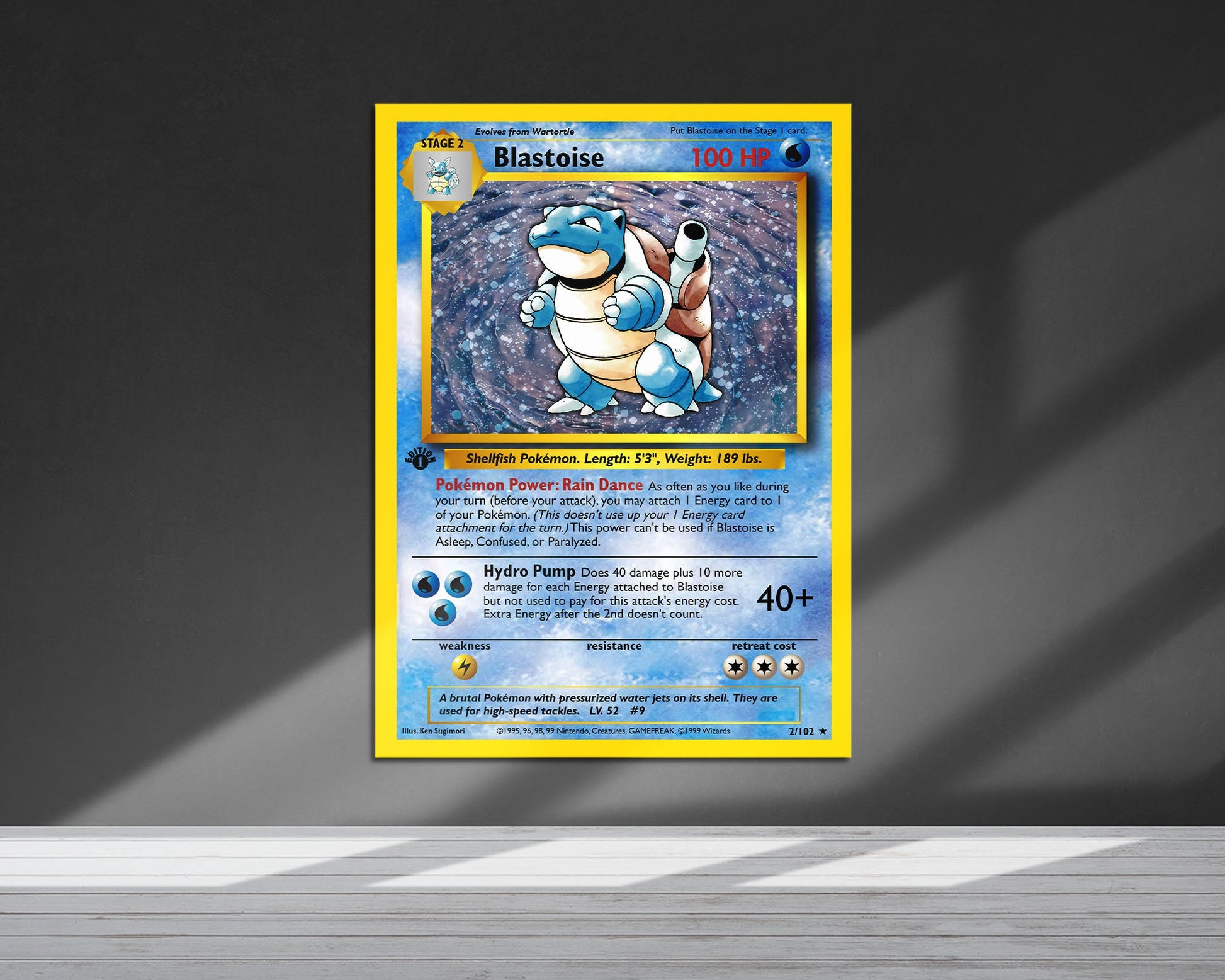 Anime Town Creations Metal Poster Pokemon Blastoise Card 24" x 36" Home Goods - Anime Pokemon Metal Poster
