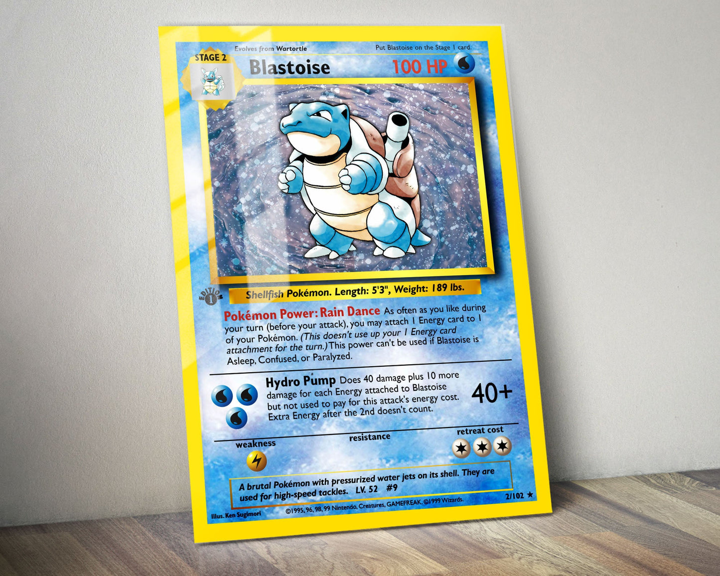 Anime Town Creations Metal Poster Pokemon Blastoise Card 24" x 36" Home Goods - Anime Pokemon Metal Poster
