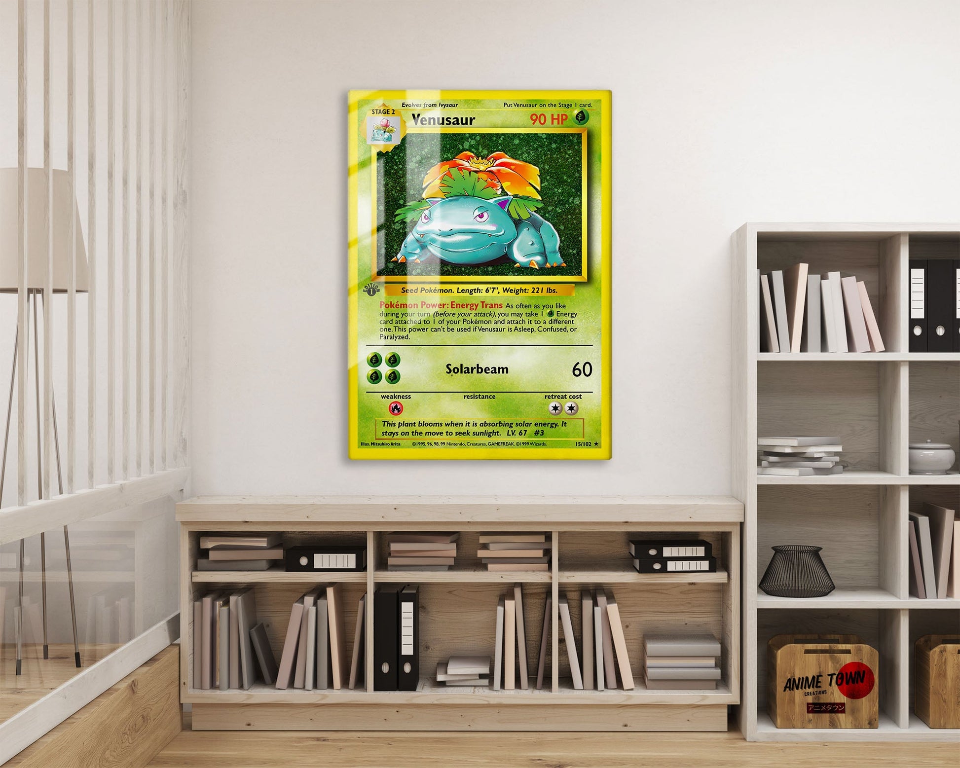 Anime Town Creations Metal Poster Pokemon Venusaur Card 16" x 24" Home Goods - Anime Pokemon Metal Poster