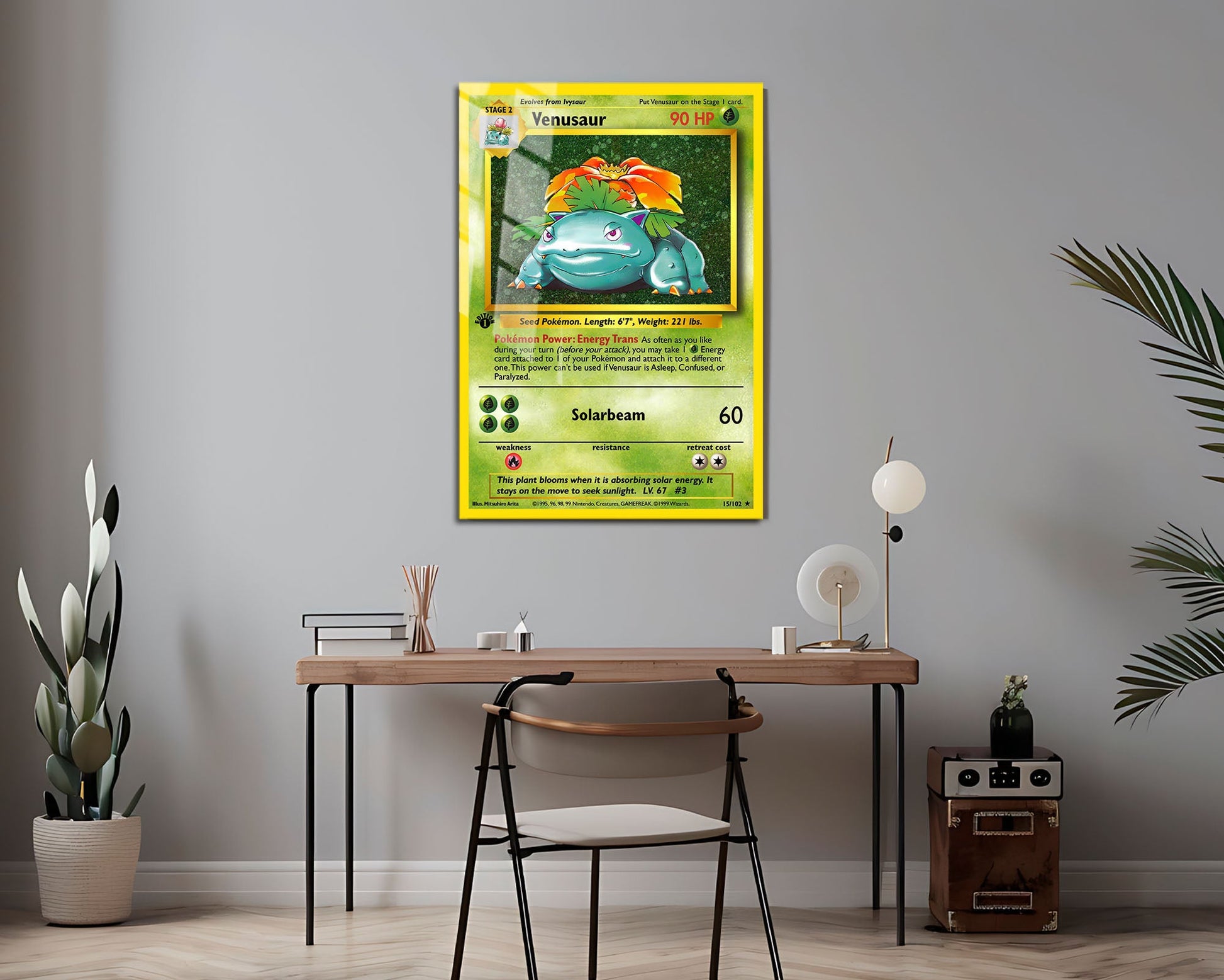 Anime Town Creations Metal Poster Pokemon Venusaur Card 16" x 24" Home Goods - Anime Pokemon Metal Poster