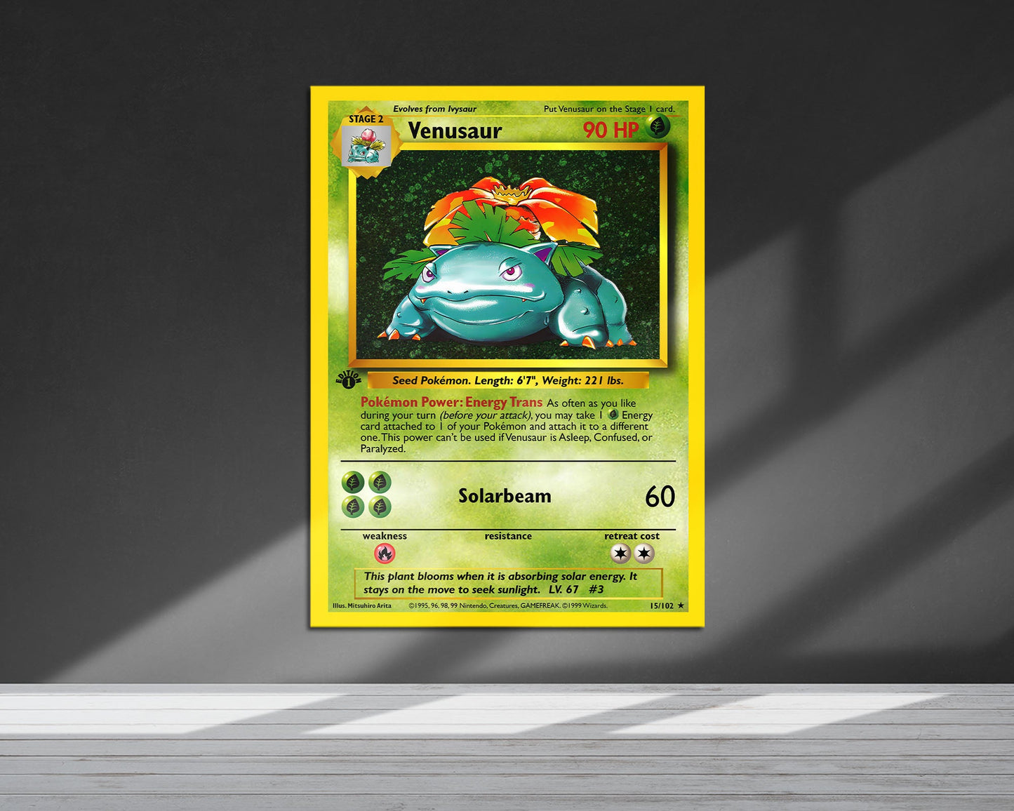 Anime Town Creations Metal Poster Pokemon Venusaur Card 24" x 36" Home Goods - Anime Pokemon Metal Poster