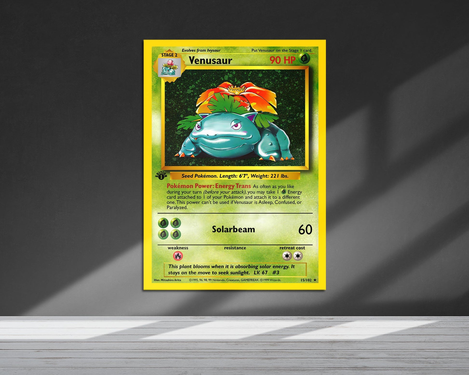 Anime Town Creations Metal Poster Pokemon Venusaur Card 24" x 36" Home Goods - Anime Pokemon Metal Poster