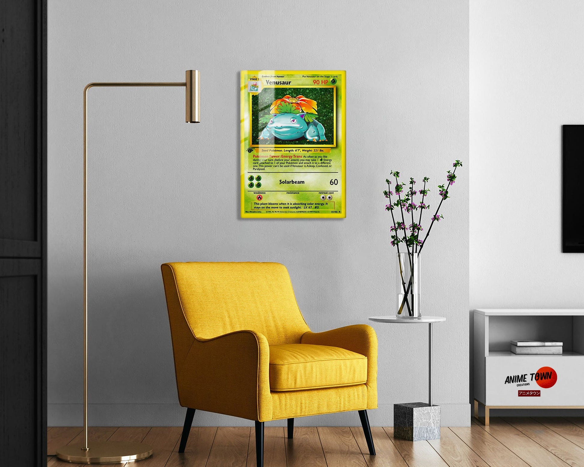 Anime Town Creations Metal Poster Pokemon Venusaur Card 5" x 7" Home Goods - Anime Pokemon Metal Poster