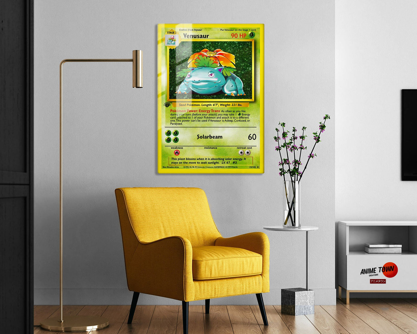 Anime Town Creations Metal Poster Pokemon Venusaur Card 5" x 7" Home Goods - Anime Pokemon Metal Poster
