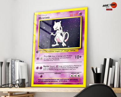 Anime Town Creations Metal Poster Pokemon Mewtwo Card 11" x 17" Home Goods - Anime Pokemon Metal Poster