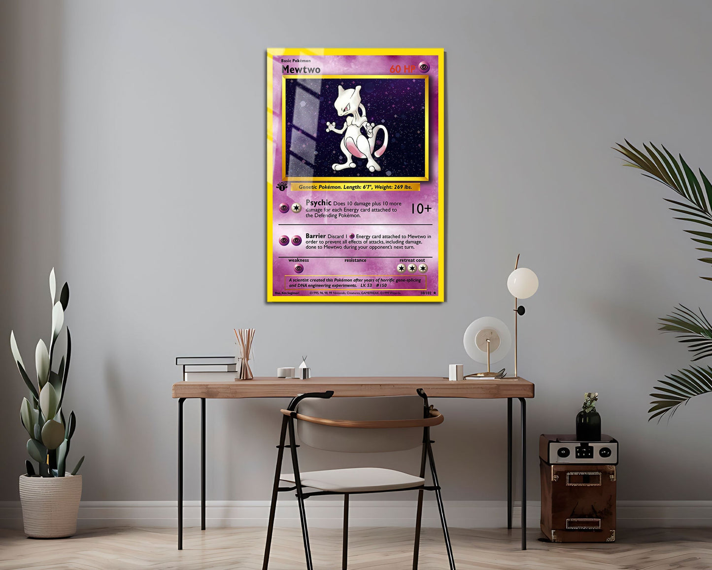 Anime Town Creations Metal Poster Pokemon Mewtwo Card 16" x 24" Home Goods - Anime Pokemon Metal Poster