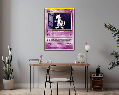 Anime Town Creations Metal Poster Pokemon Mewtwo Card 16" x 24" Home Goods - Anime Pokemon Metal Poster