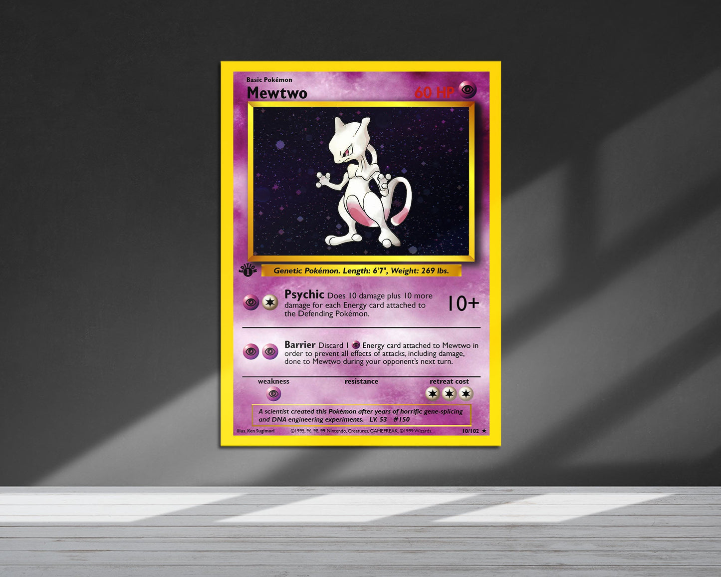 Anime Town Creations Metal Poster Pokemon Mewtwo Card 24" x 36" Home Goods - Anime Pokemon Metal Poster
