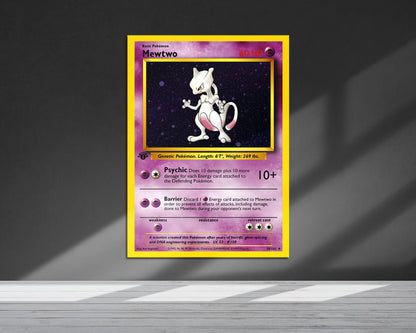 Anime Town Creations Metal Poster Pokemon Mewtwo Card 24" x 36" Home Goods - Anime Pokemon Metal Poster