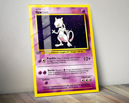 Anime Town Creations Metal Poster Pokemon Mewtwo Card 24" x 36" Home Goods - Anime Pokemon Metal Poster